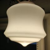 Pink opaline brass hanging lamp
