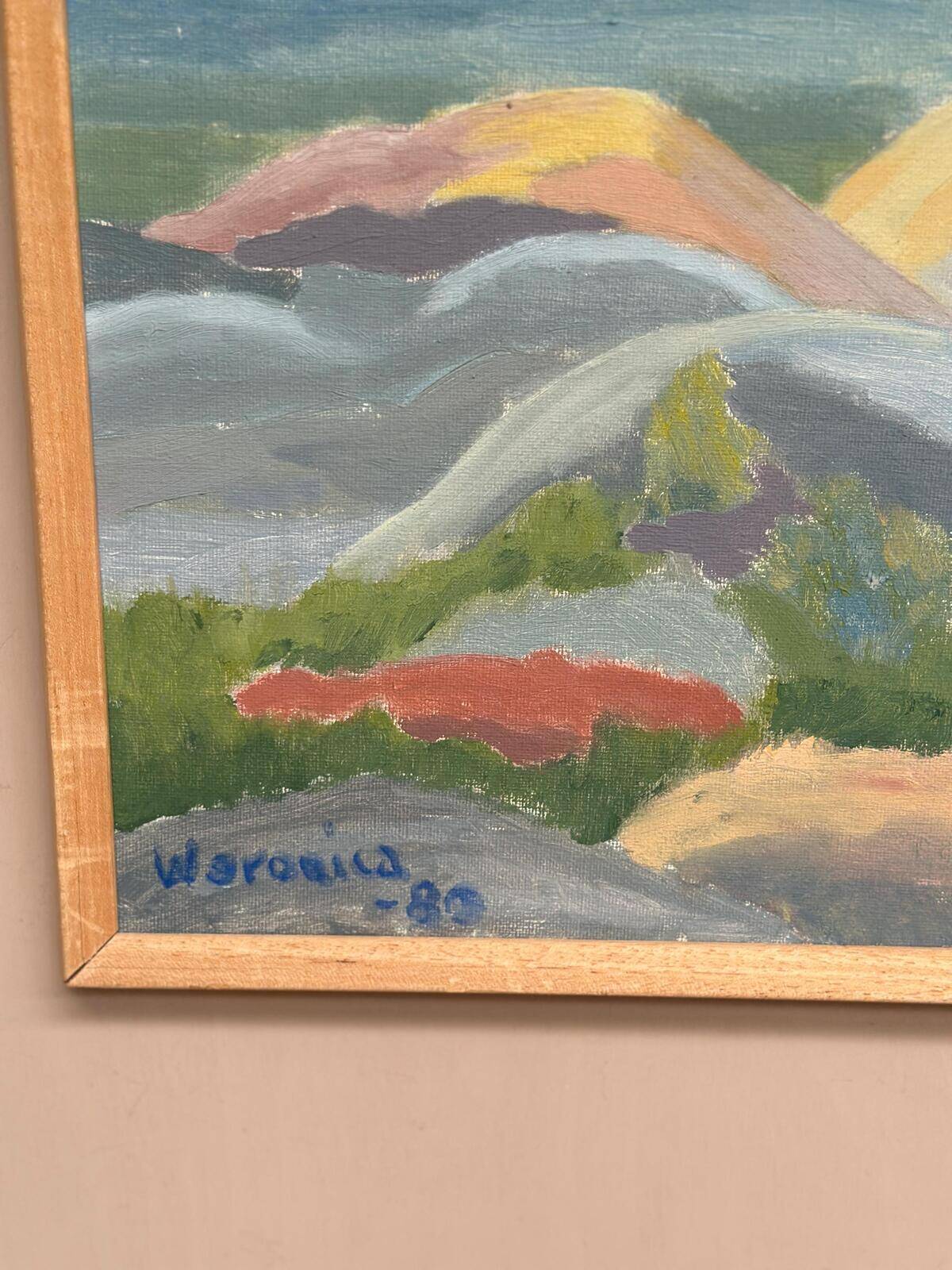 Original Swedish Oil on Canvas – “Coast” by Weronica – Dated 1980 – Vintage