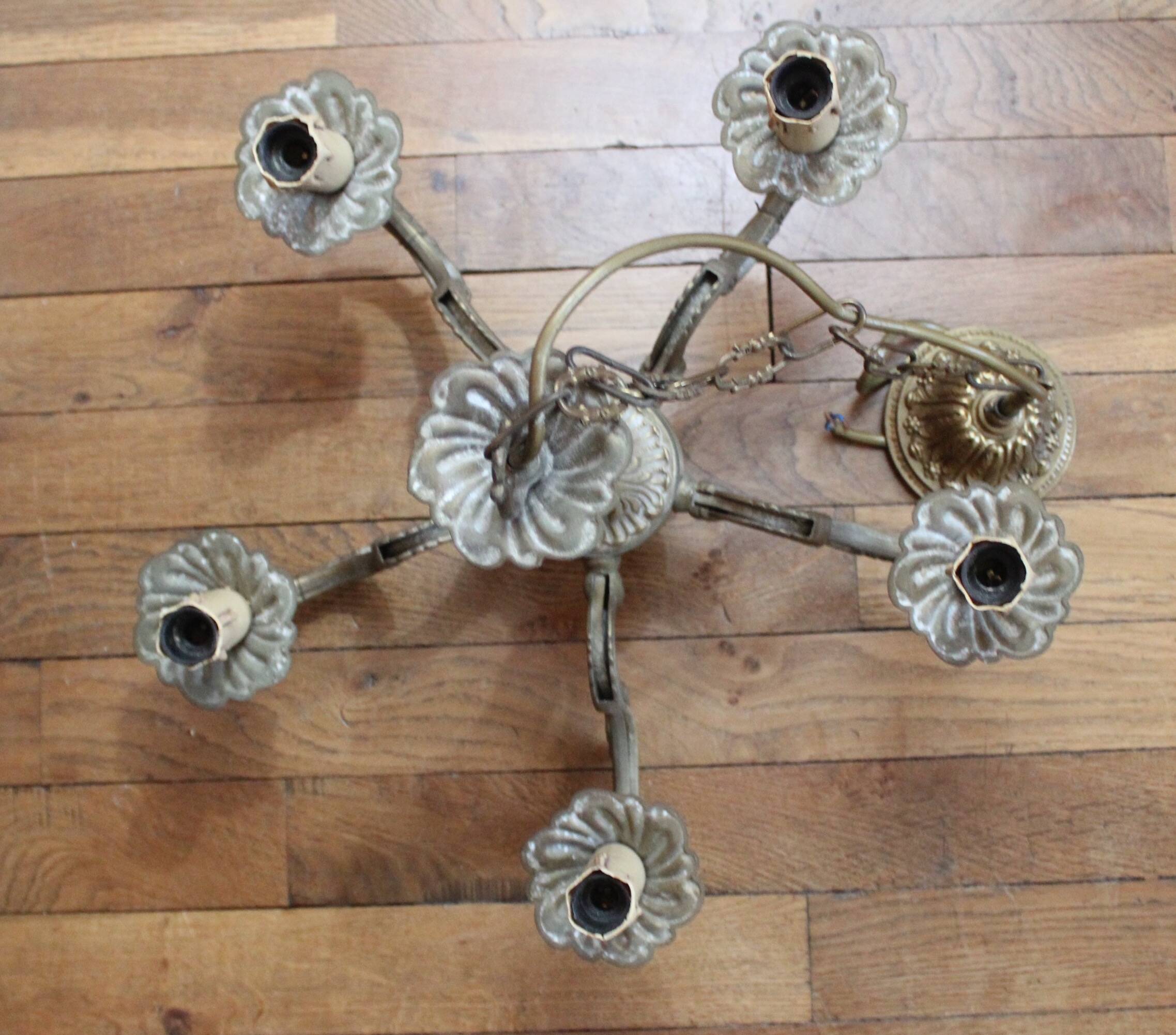 5-branch bronze chandelier