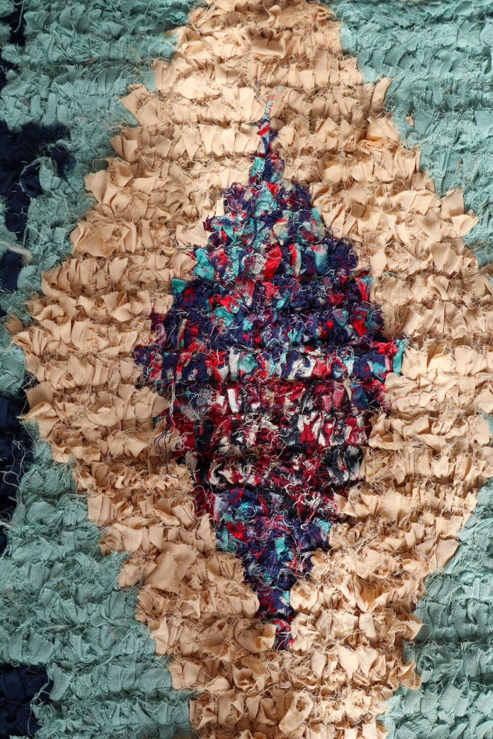 Moroccan Berber carpet Boucherouite light blue