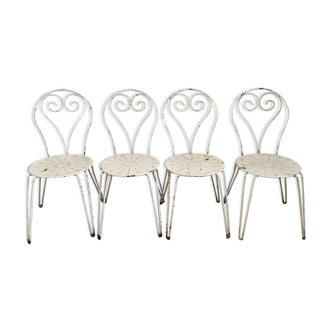 Lot 4 garden chairs wrought iron vintage