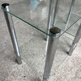 2 vintage 1980 rectangular sofa ends 2 translucent trays round tube