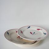 Set of 6 flat plates Givors model Perce-Neige 1950