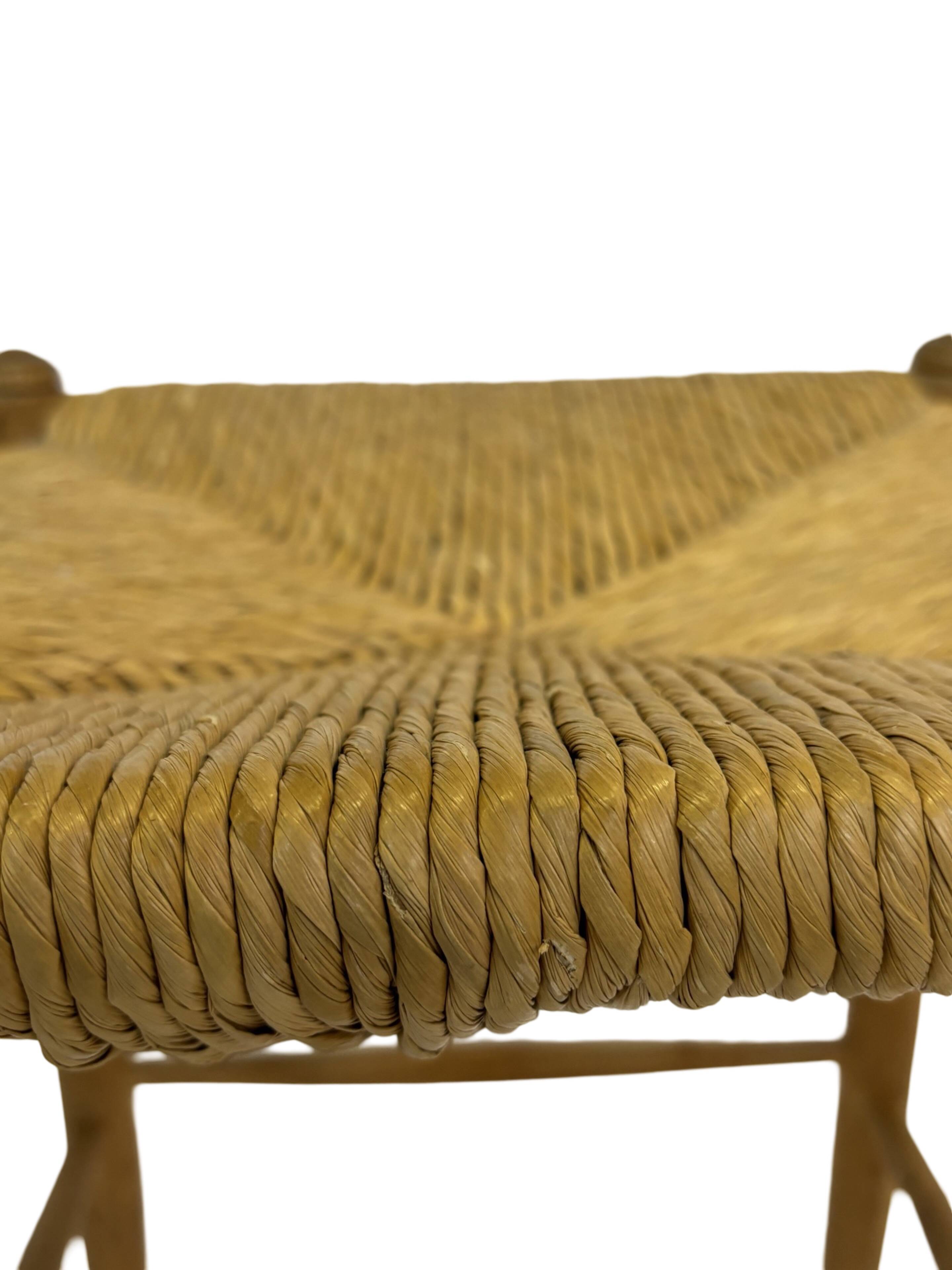 Vintage Danish papercord stool rope beech mid century '60s design