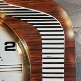 Vintage formica clock silent wall clock "Featured wood stripes"