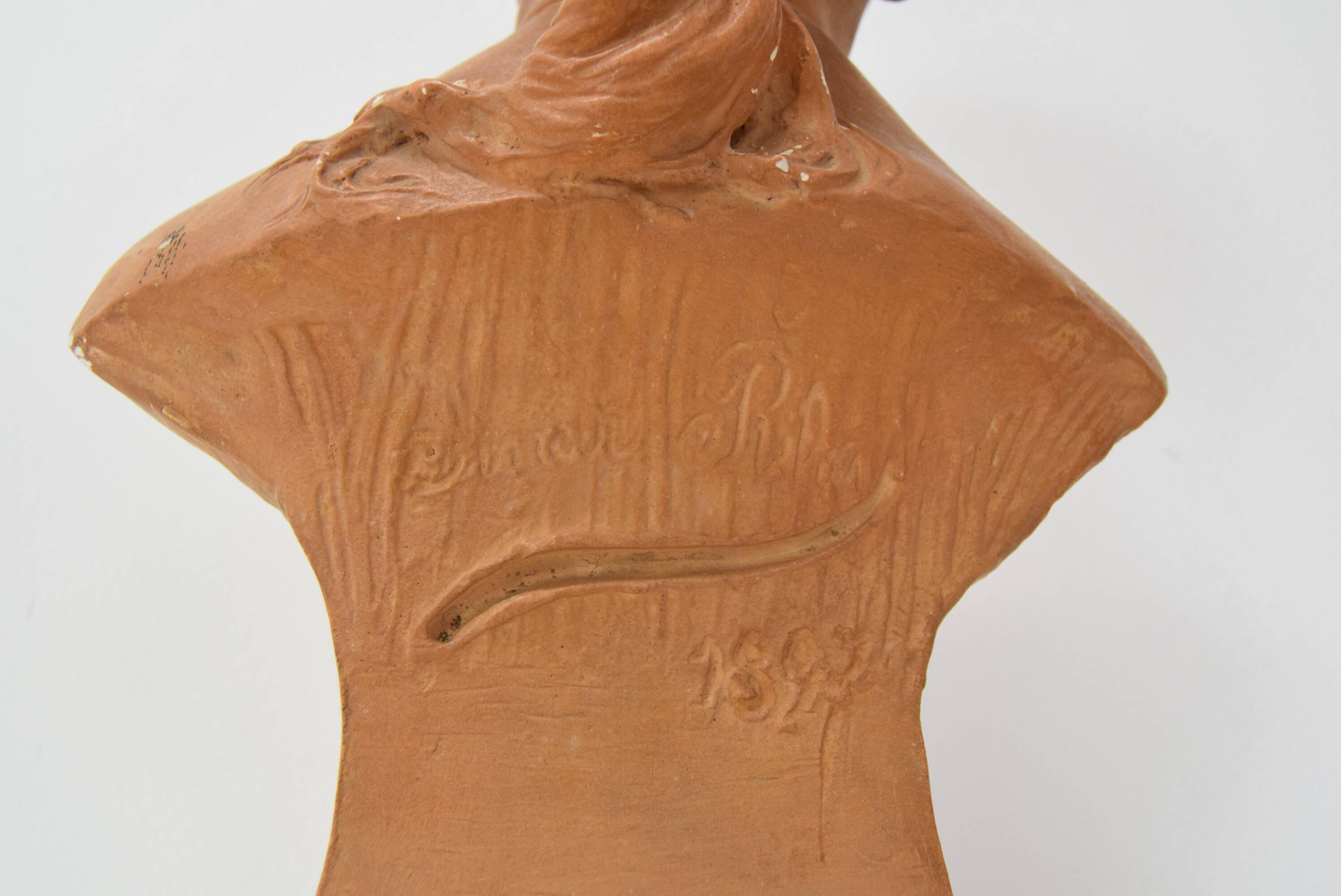 Plaster bust from the Belle Époque period by Jindřich Říha, 1890s.