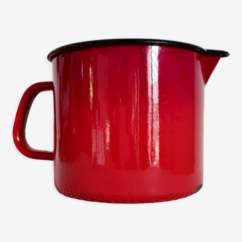 Vase pichet en tôle émaillée rouge