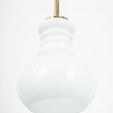 Large white opaline glass pendant light by Peill Putzler, Germany, 1970.