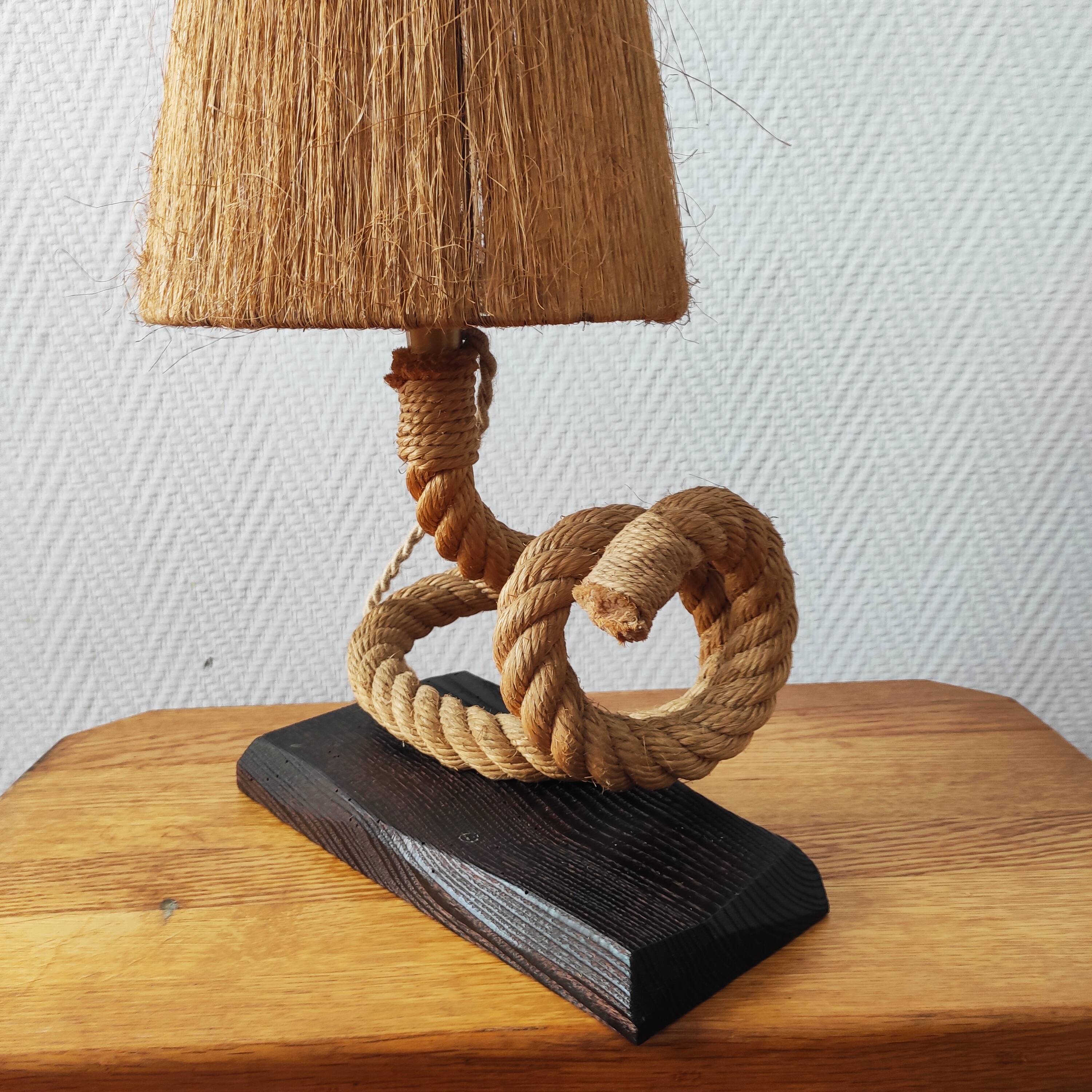 Vintage 1950s table lamp in rope – in the style of Audoux & Minet
