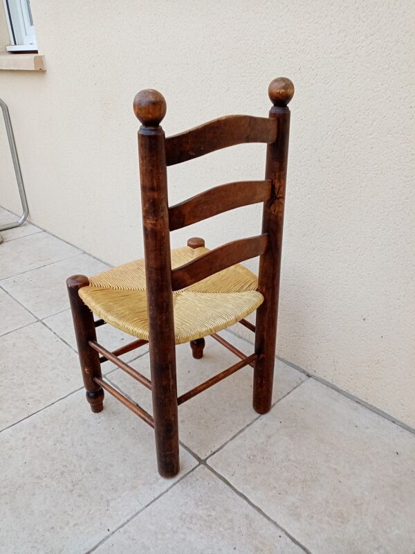 Chaise paille vintage Georges Robert