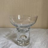 Bougeoir en cristal, pied décoré d’une goutte