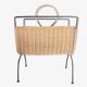 Wicker and lacquered metal magazine holder vintage 1950