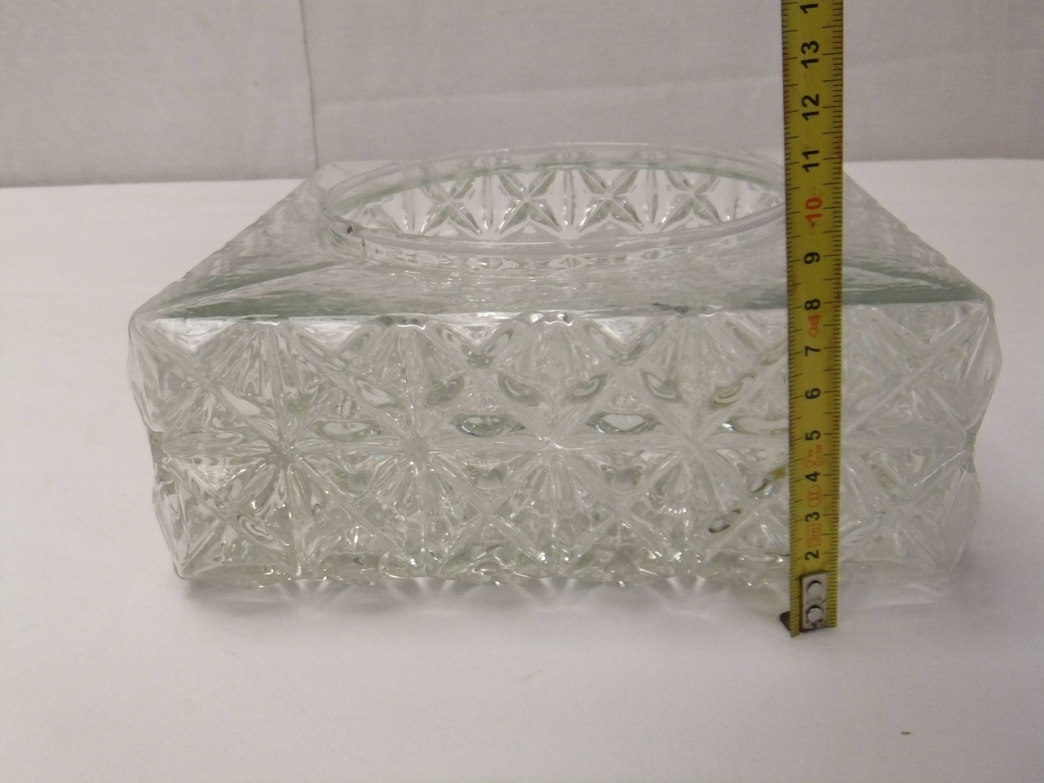 Old vintage ceiling light molded glass suspension chandelier