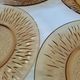Set of 6 pressed glass dessert plates with sunflower motif Vereco