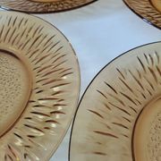 Set of 6 pressed glass dessert plates with sunflower motif Vereco