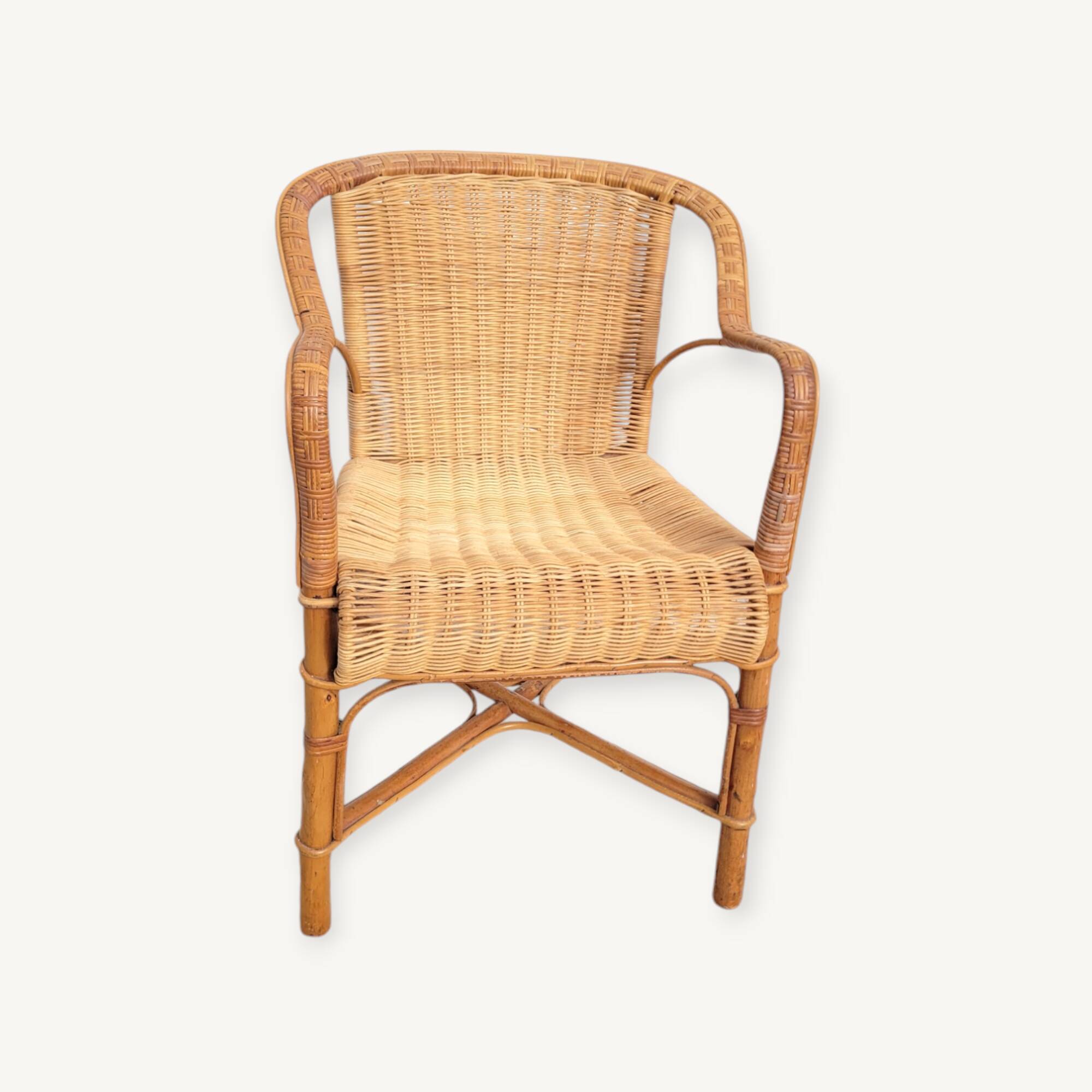 Fauteuil en rotin adulte vers 1960 osier