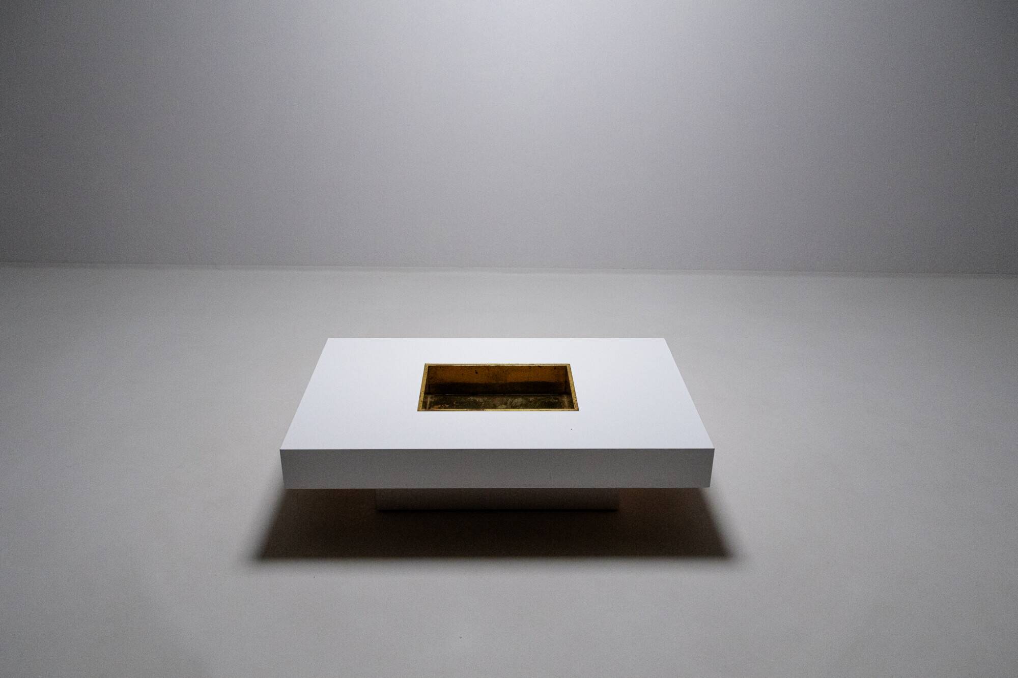 Coffee table with integrated brass bar by Willy Rizzo, Italy, 1970s