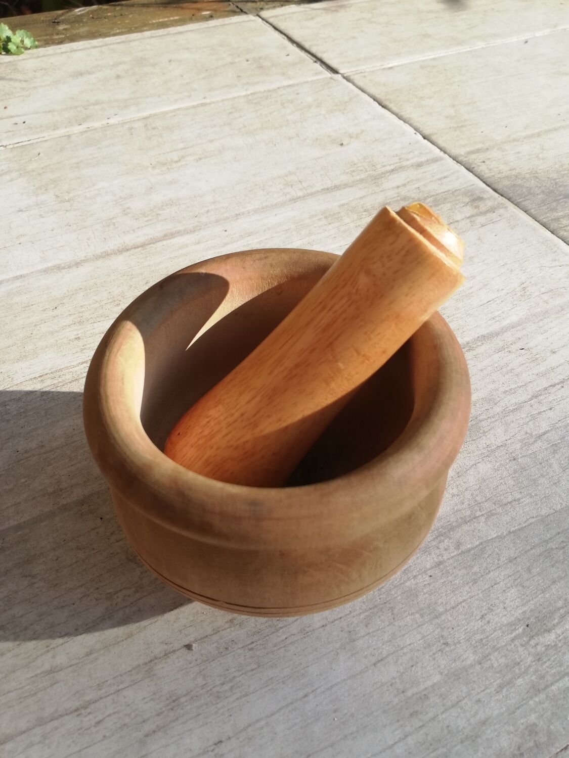 Wooden Mortar and Pestle Bowl