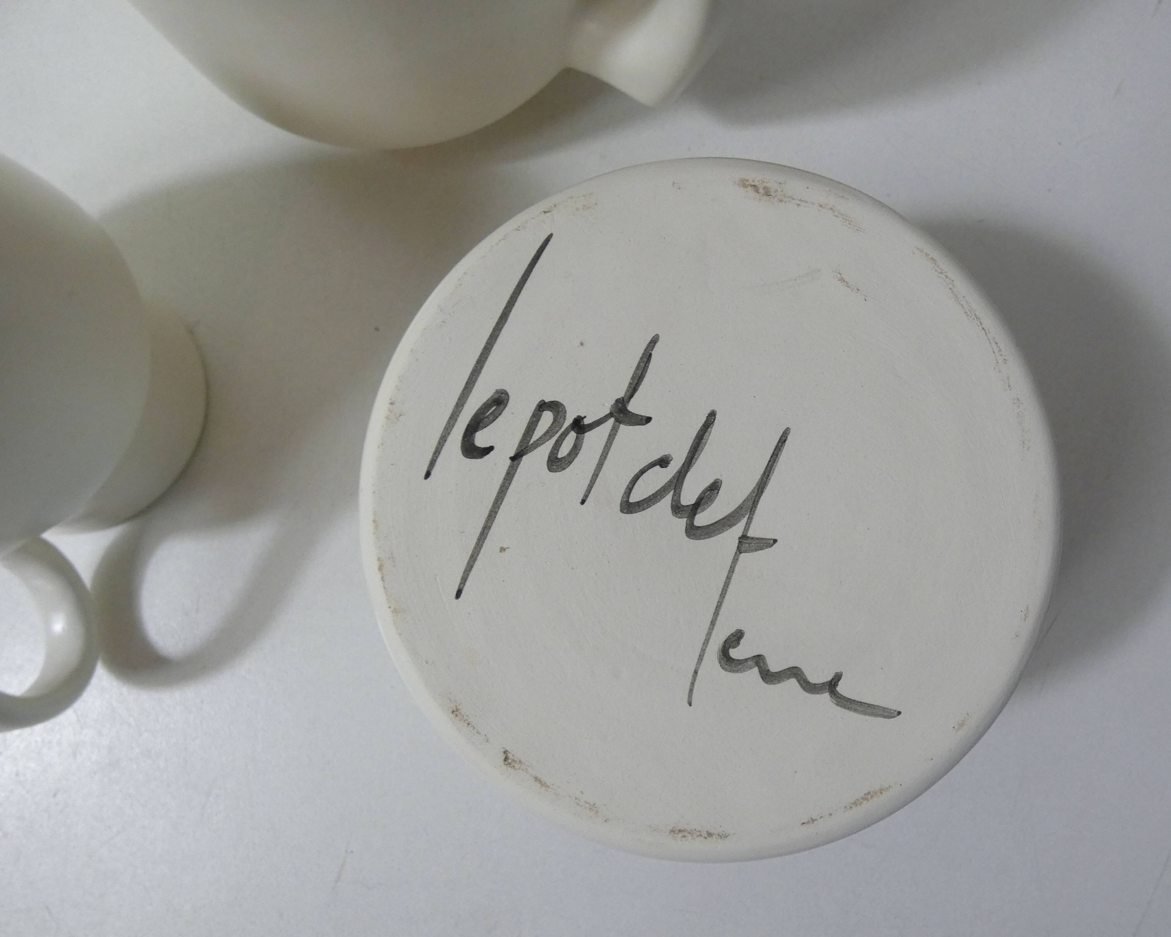 Service en grès grès blanc design vintage signé le pot de terre flayosc var