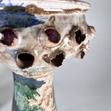 Pair of candle holders in vintage Danish ceramic 1970 signed