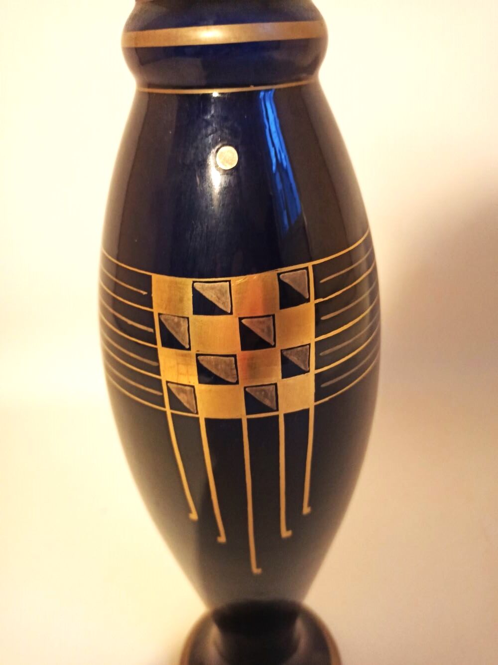 Soliflore Pinon Heuzé blue and gold Height 42 cm