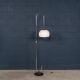 Vintage 20thc italian chrome floor lamp with opaline shade c.1970