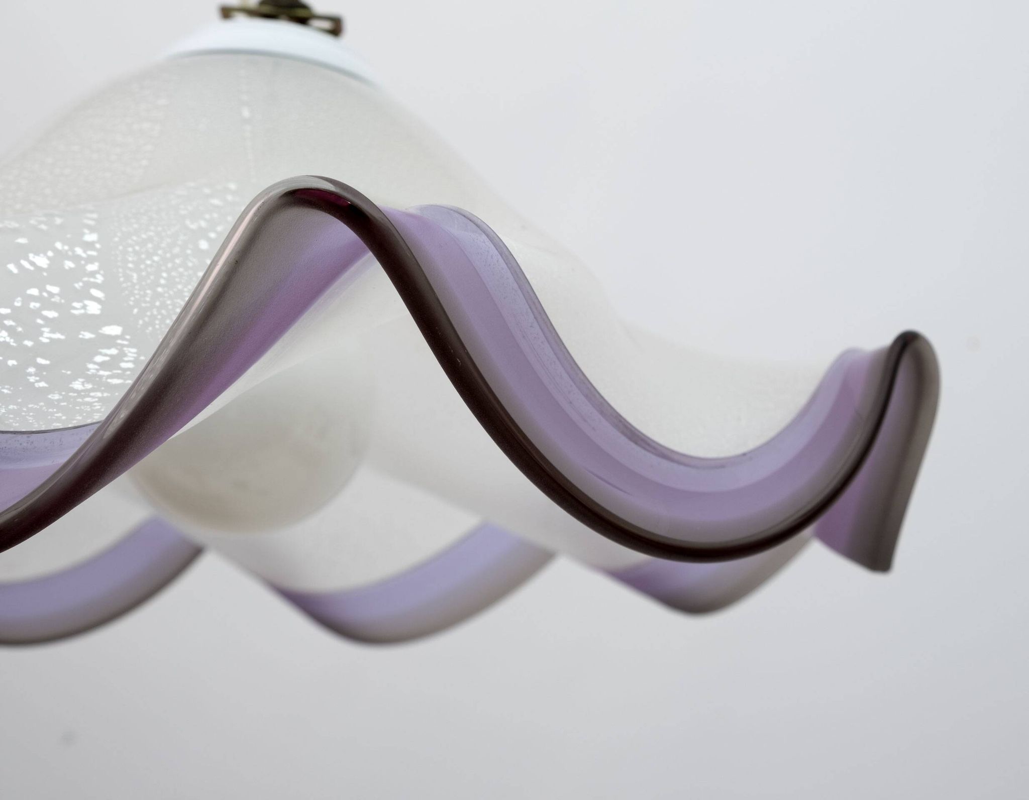 Mid-Century Modern Italian Murano Silver Leaf Glass Pendant Lamp, 1970s