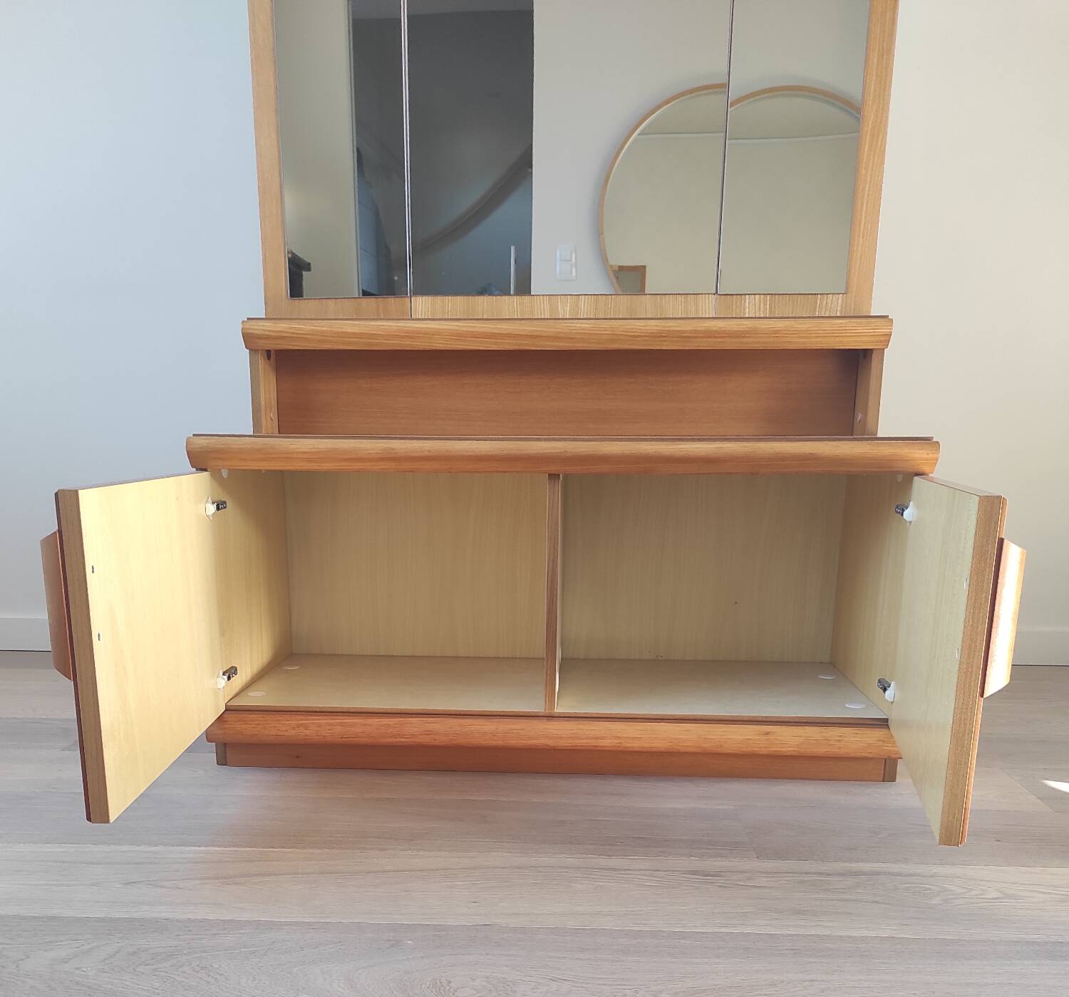 Vintage chest of drawers with triptych mirror, 60's