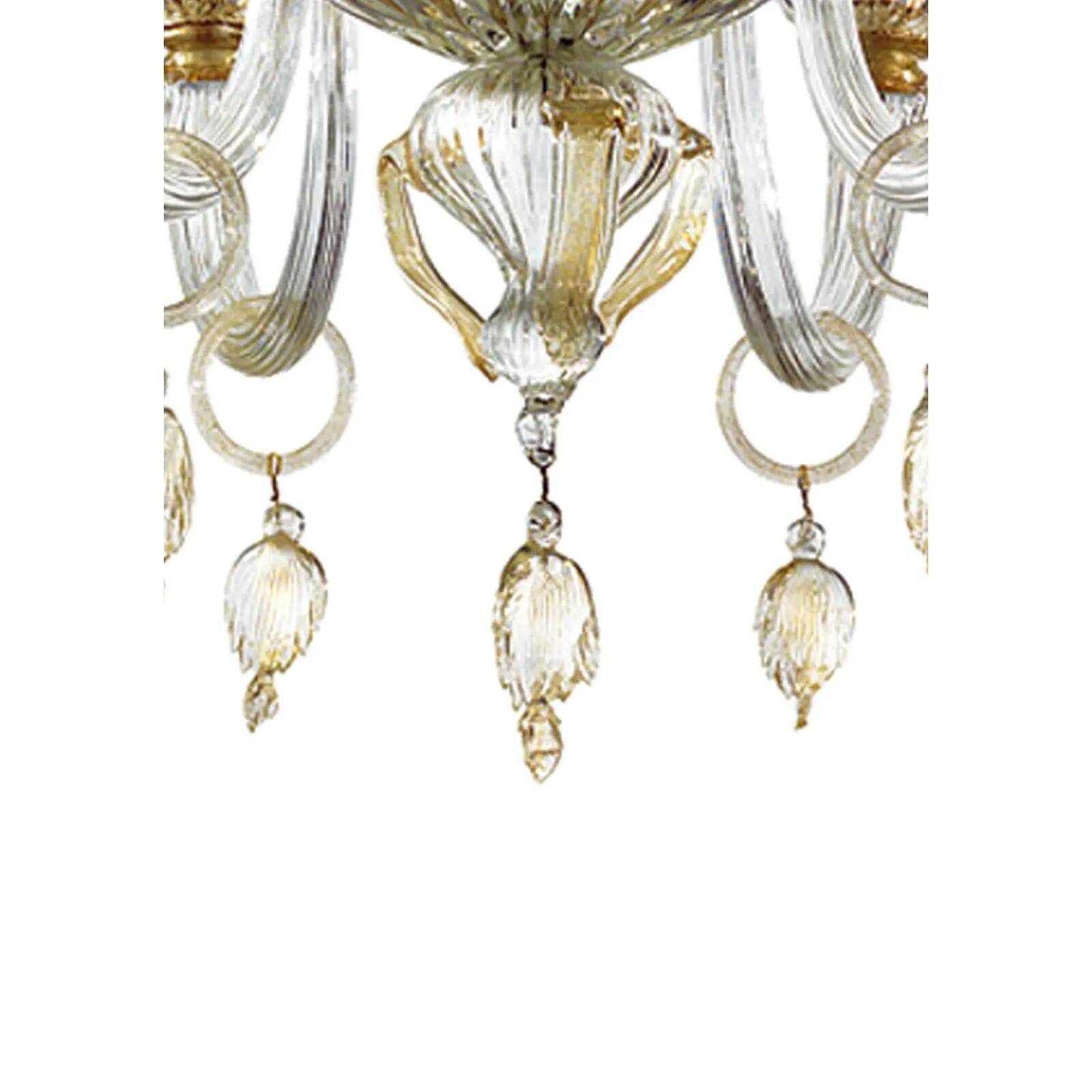 Elegant Romantic Murano Glass Chandelier With Floral Accents
