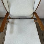 Fauteuils (la paire) bois et tissus bouclés 1950'S