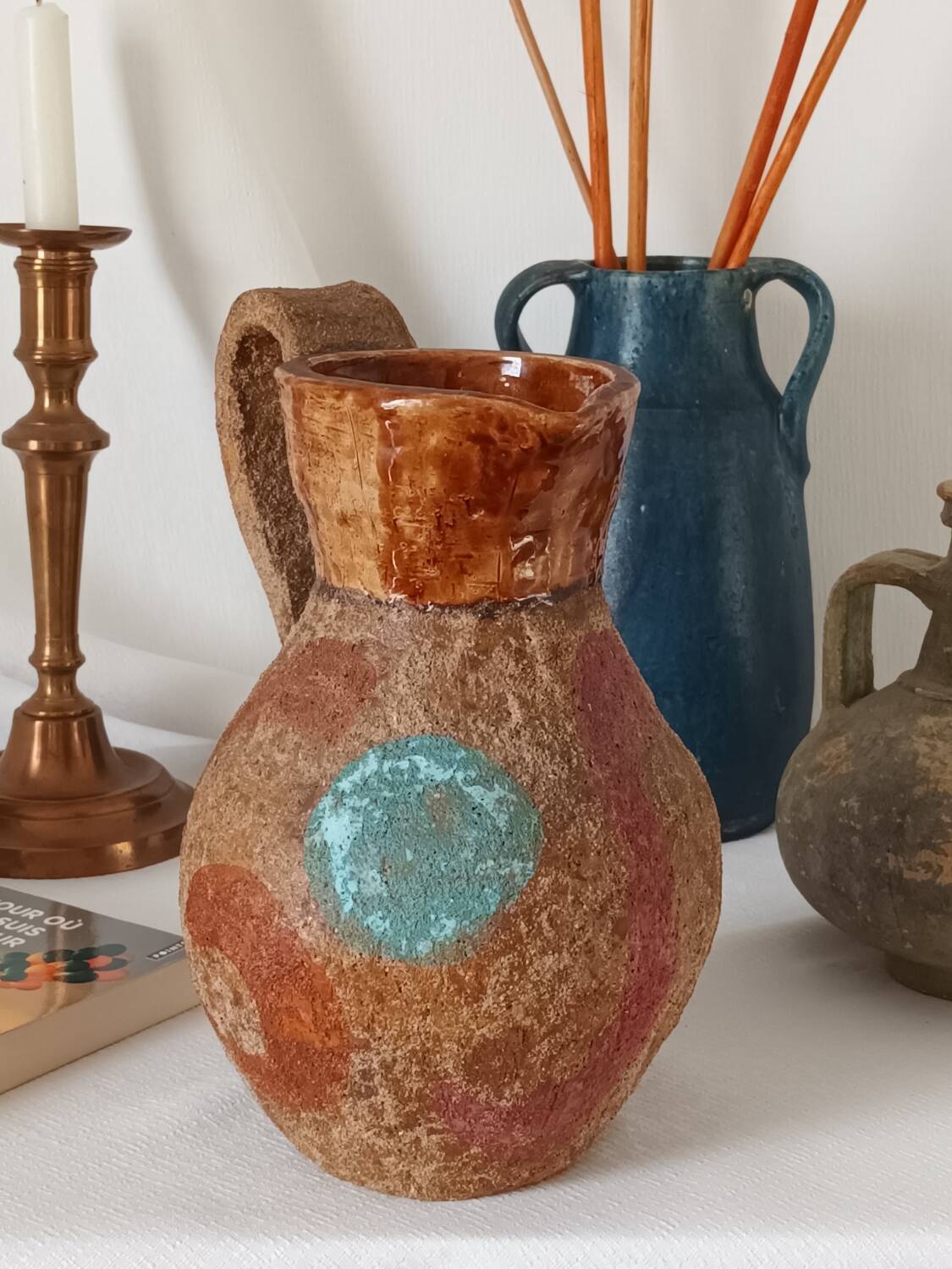 Vase pichet céramique, terracotta, vintage