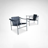 early number LC1 armchair by Le Corbusier et al for Cassina 1970s, set of 2