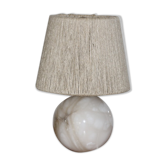Alabaster ball lamp foot with rope lampshade