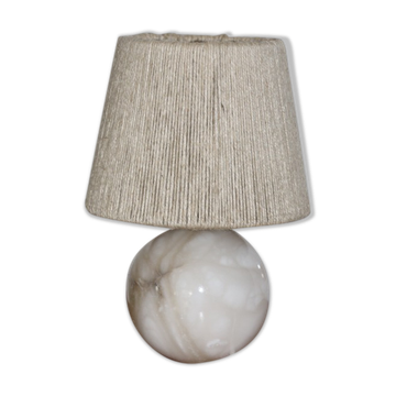 Alabaster ball lamp foot with rope lampshade