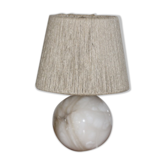 Alabaster ball lamp foot with rope lampshade