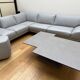 Roche bobois evidence corner sofa medium grey and 3 poufs