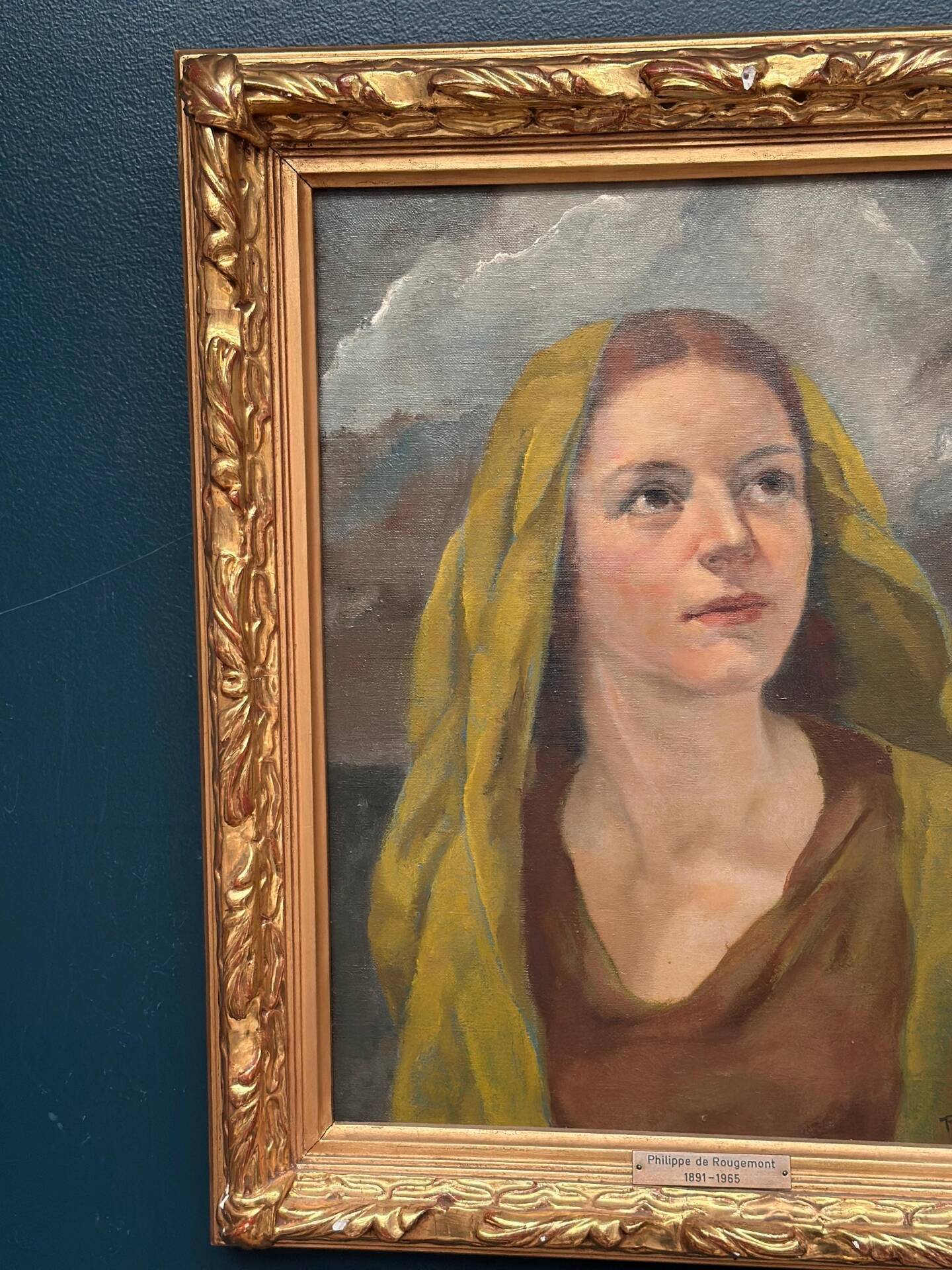 Huile sur toile française – “Madonna” par Philippe de Rougemont – Vintage