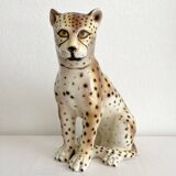 Vintage Italian Ceramic Leopard Statue