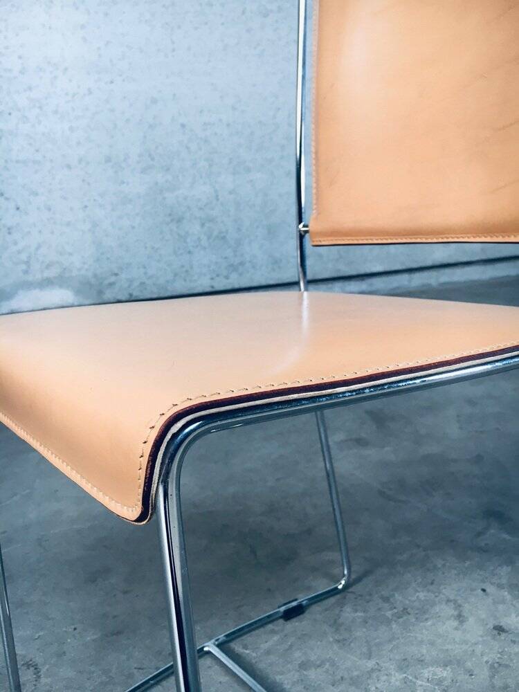 Set of Postmodern Italian Design Leather Dining Chairs by Segis, 1990s