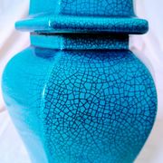2 blue crackle ceramic desk lamp bases, 1950s