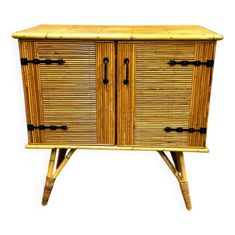 Bamboo Sideboard Cabinet Cupboard by Adrien Audoux and Frida Minet. France