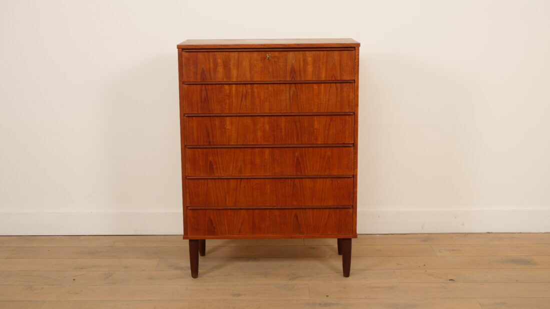 Commode danoise vintage | Teck | 6 tiroirs | 106 cm