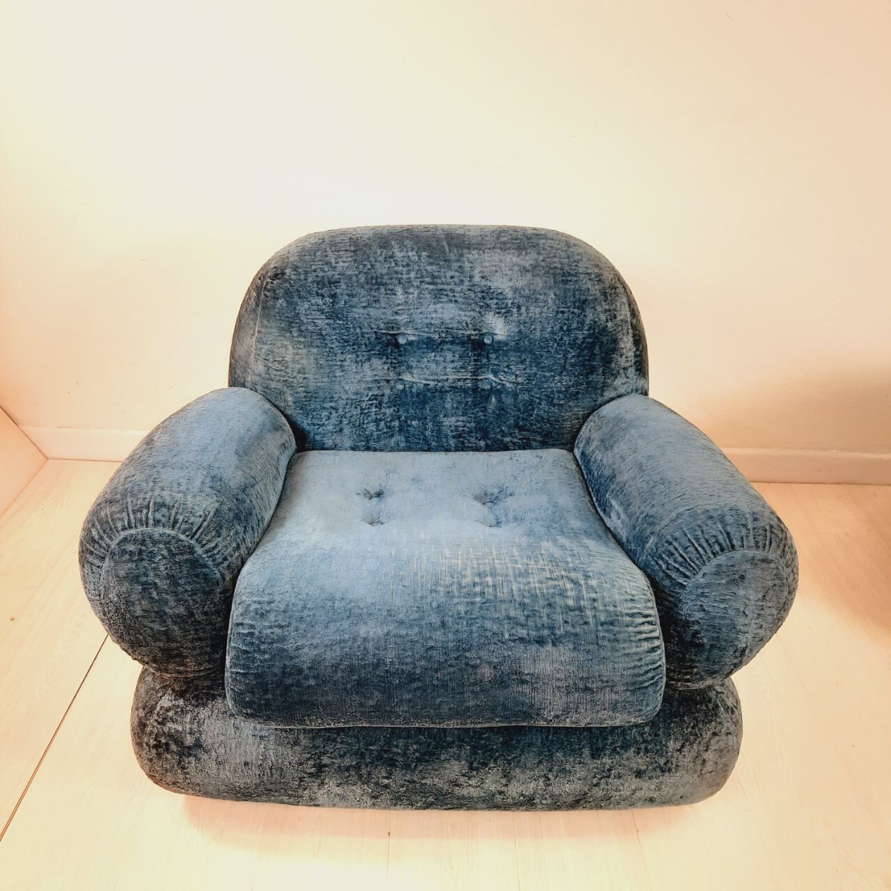 Pair of armchair - vintage - 1960s / 70s - petrol blue color.