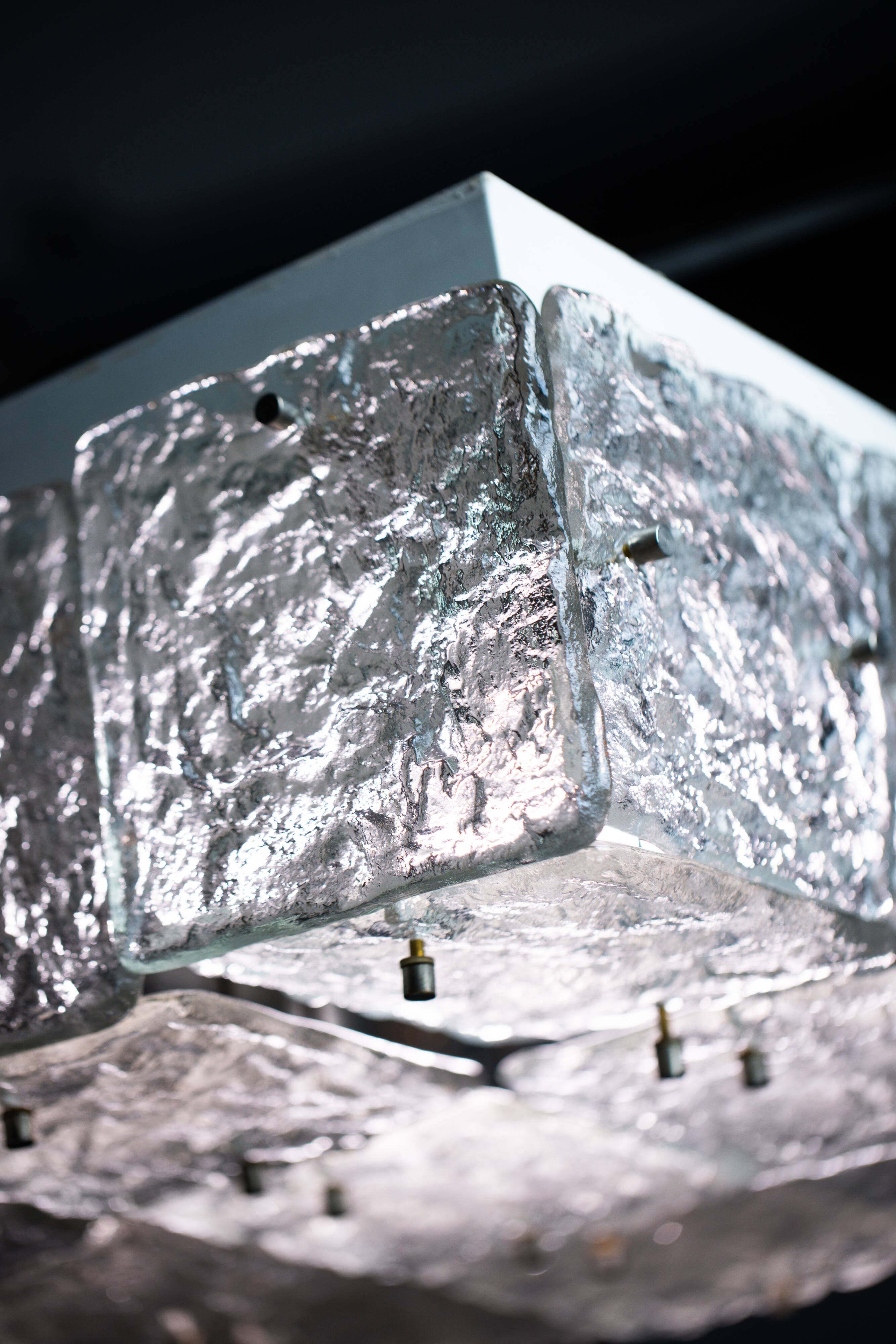 Large Vintage J.T. Kalmar Glass Flush Mount - 1960s Austrian Ceiling Light