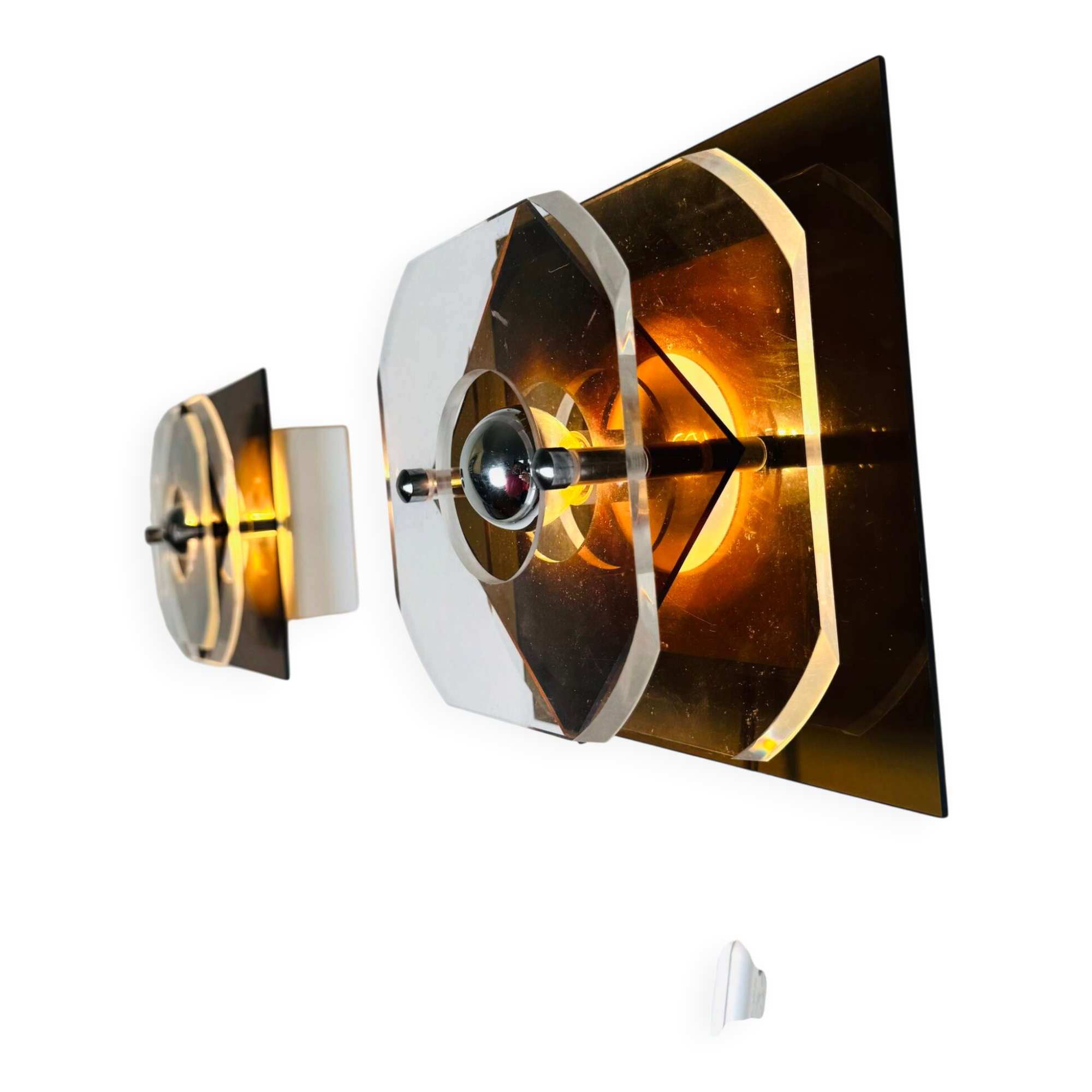 Geometric Space Age Wall Lamps In Layered Plexiglass By Herda Verlichting, The Netherlands 1970S