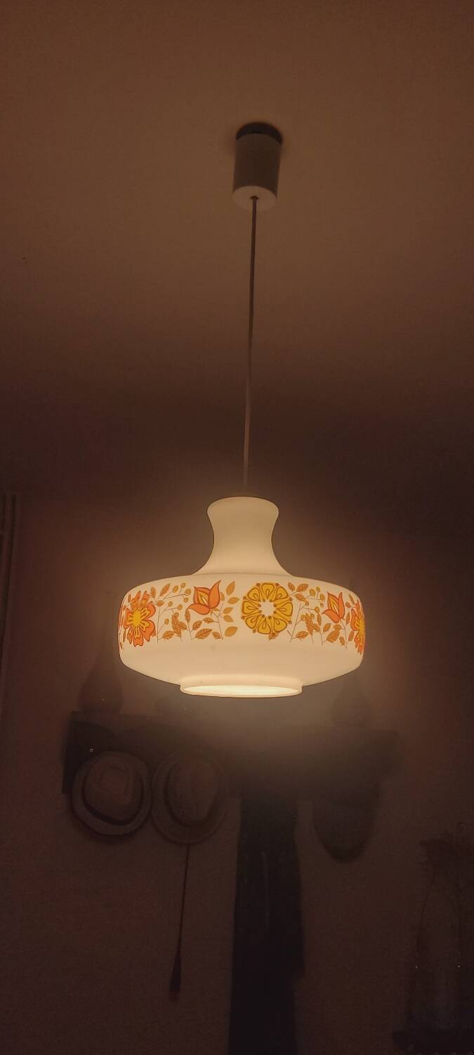 70's opaline pendant light