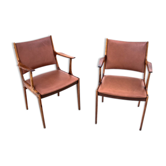 Deux fauteuils en bois de rose, design danois, années 1960