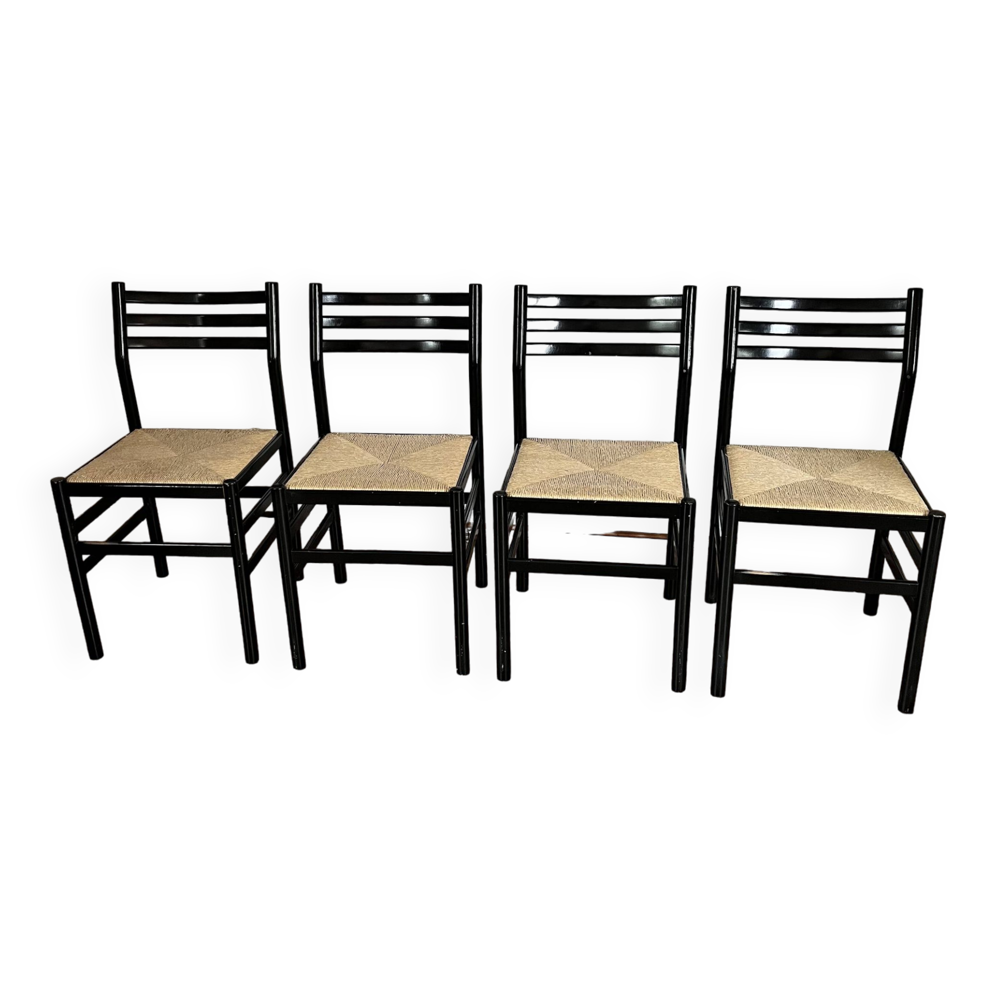 Set of 4 Italian black chairs 1970s