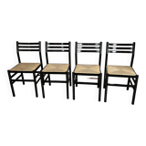Set of 4 Italian black chairs 1970s