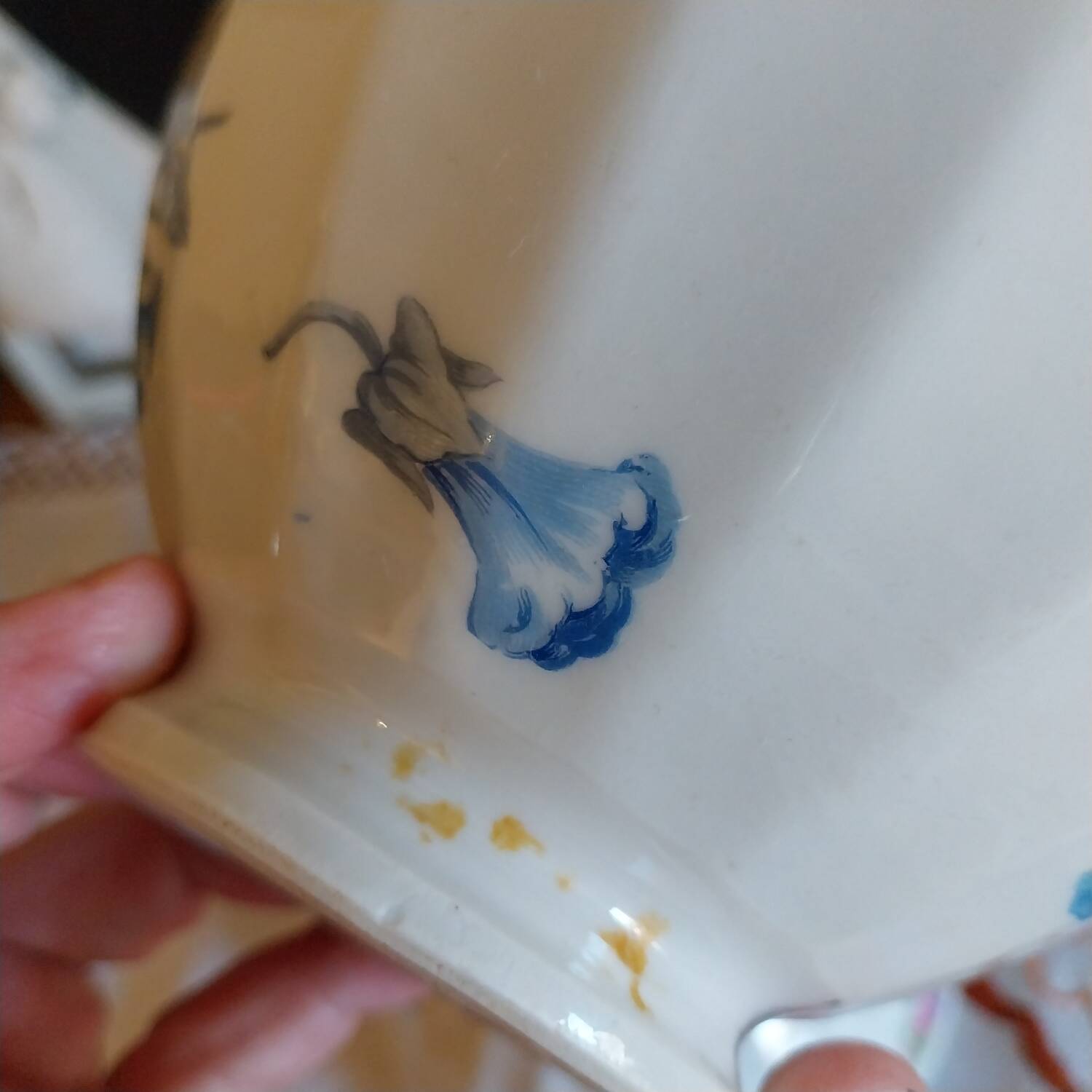 Antique faceted bowls on shower stand